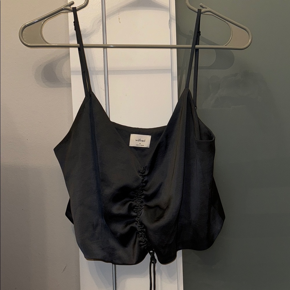Wilfred Black Ruched Satin Camisole Top